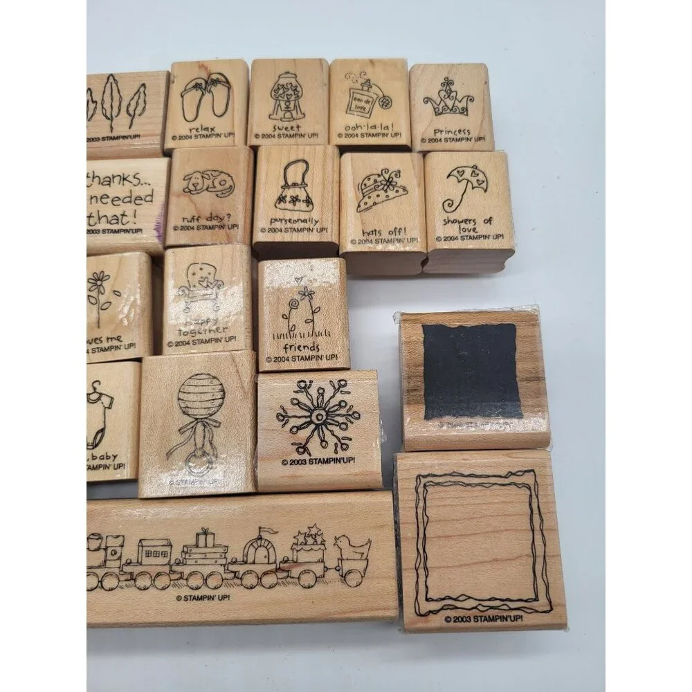 Stampin' Up! Lot of 23 Wood Mounted Rubber Stamps Love Notes, Baby, Thanks. Misc - Picture 6 of 8